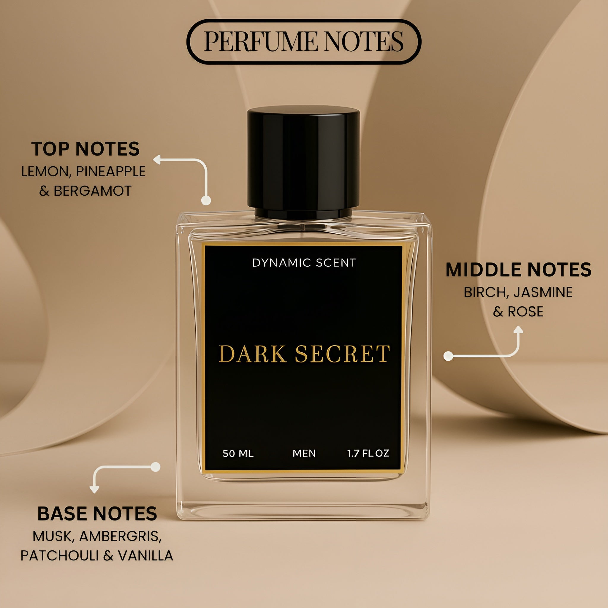 Dynamic Scent Dark Secret Men’s Perfume 50ml | Strong & Long Lasting EDP | Premium Luxury Fragrance for Men | Perfect for Everyday Use & Gifting