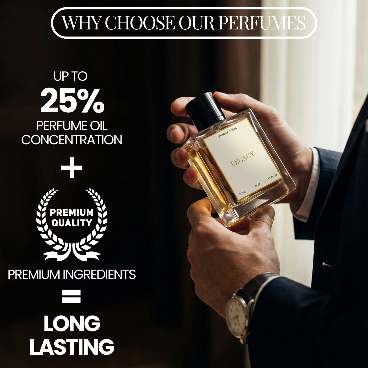 Dynamic Scent Legacy Men’s Perfume – Long Lasting, High-Quality Luxury Eau de Parfum for Stylish & Sophisticated Men – 50ml