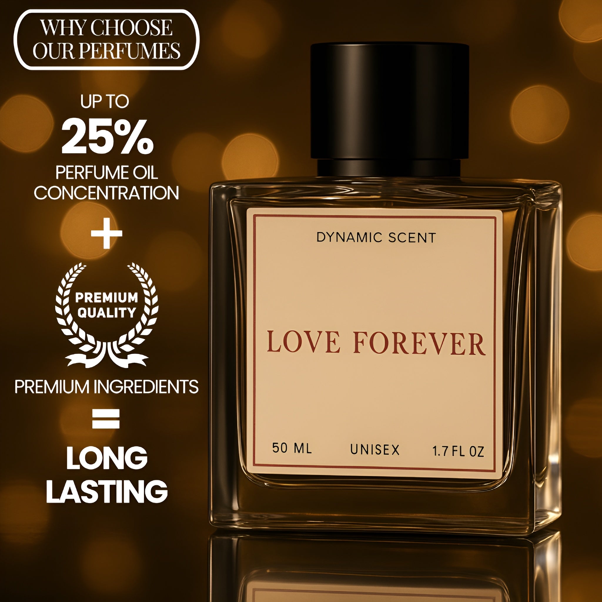 Dynamic Scent Love Forever Eau de Parfum for Men & Women | Long Lasting Unisex Perfume | Premium Romantic Fragrance | 50ml Luxury EDP | Ideal for Daily Wear, Parties & Gifting