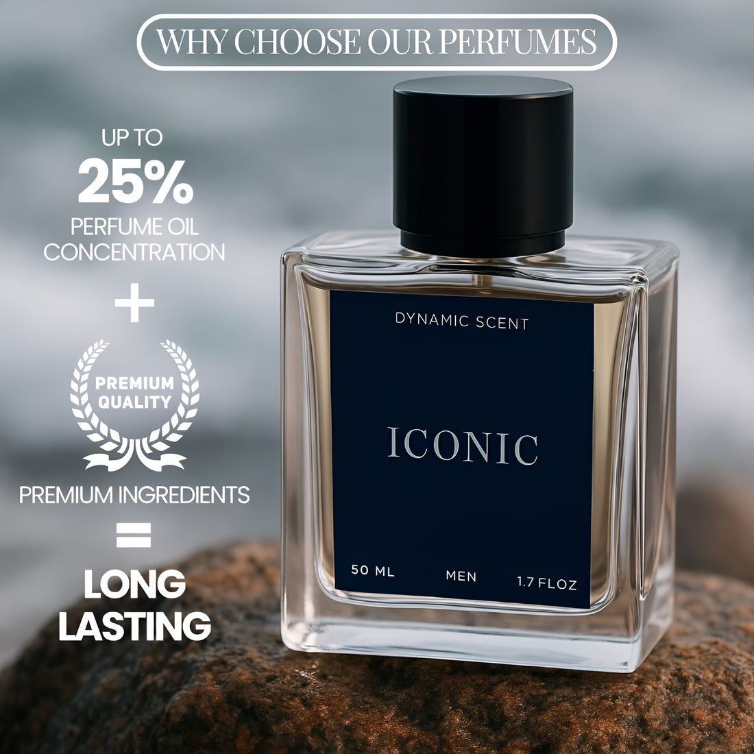 Dynamic Scent ICONIC Luxury Long-Lasting Perfume for Men | Strong, Bold & Long-Stay Eau de Parfum | Perfect for Gifting & Daily Use | 50ml