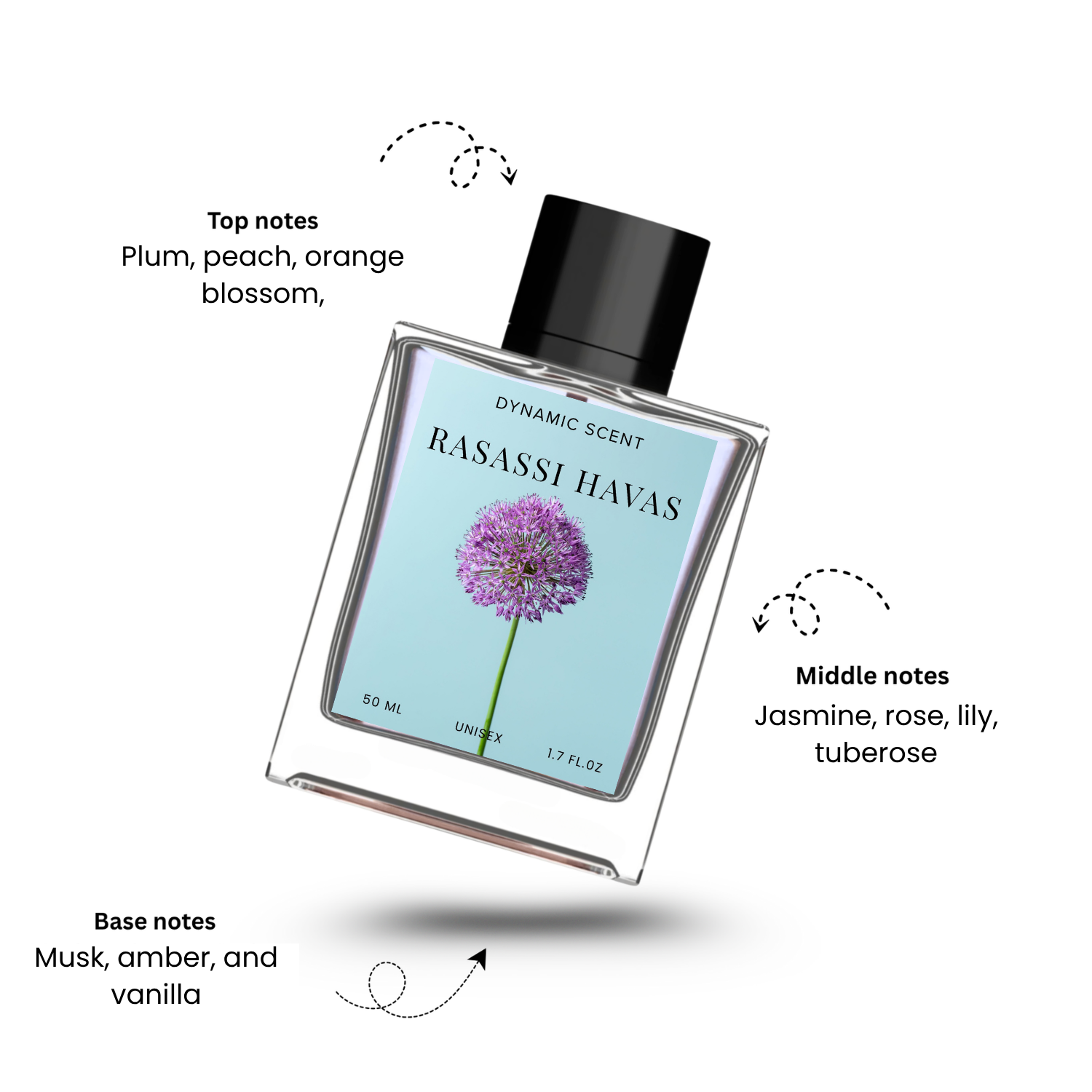 rasassi havas, dynamic scent, unisex perfume, 50ml perfume, fruity perfume, floral perfume, fresh perfume, musk perfume, amber perfume, vanilla perfume, premium perfume, perfume for men, perfume for women